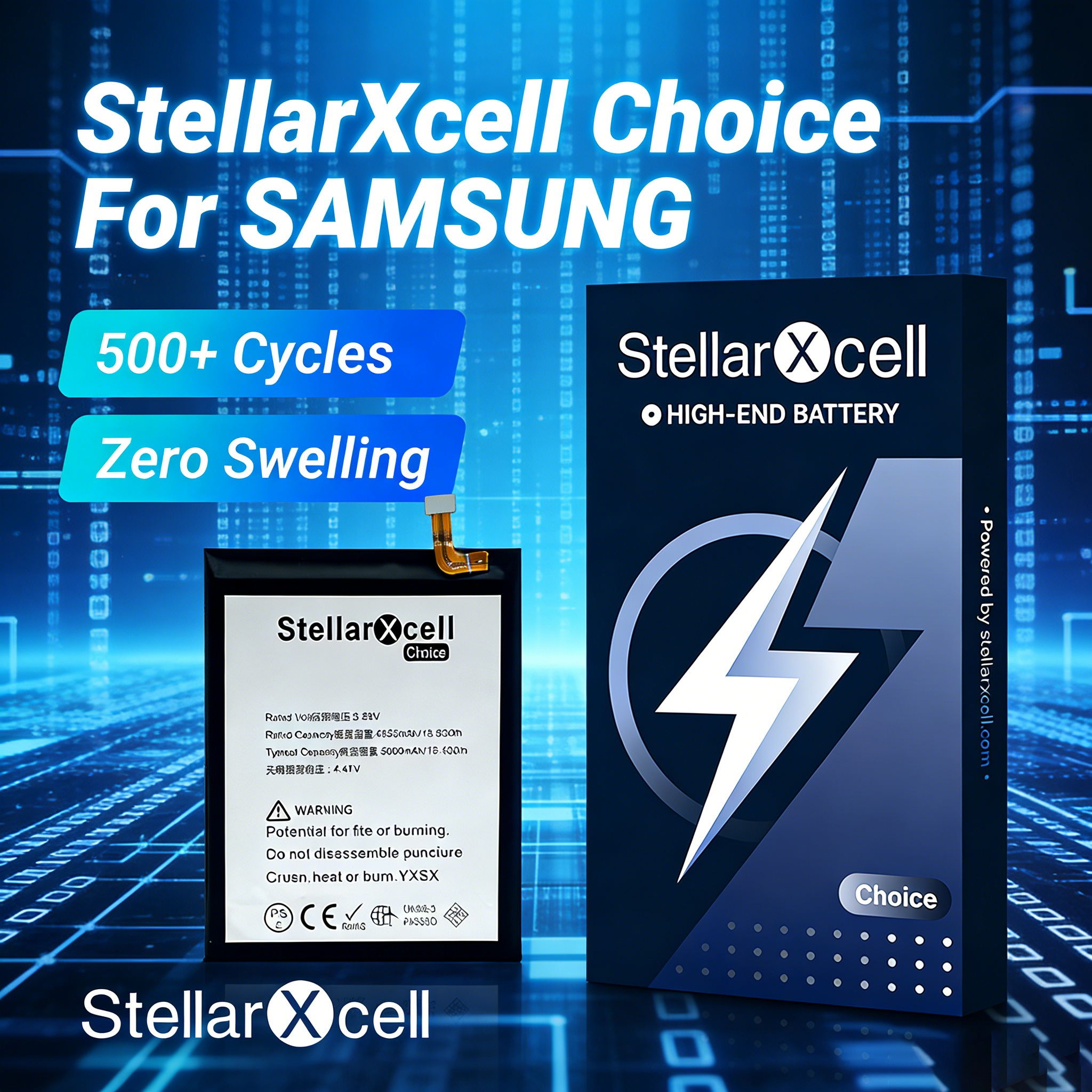 Аккумулятор StellarXcell для Samsung S22 S23 S24Ultra S21FE S20PLUS S10LITE S7Edge S8 S9 EB-BS906ABY EB-BS918ABY