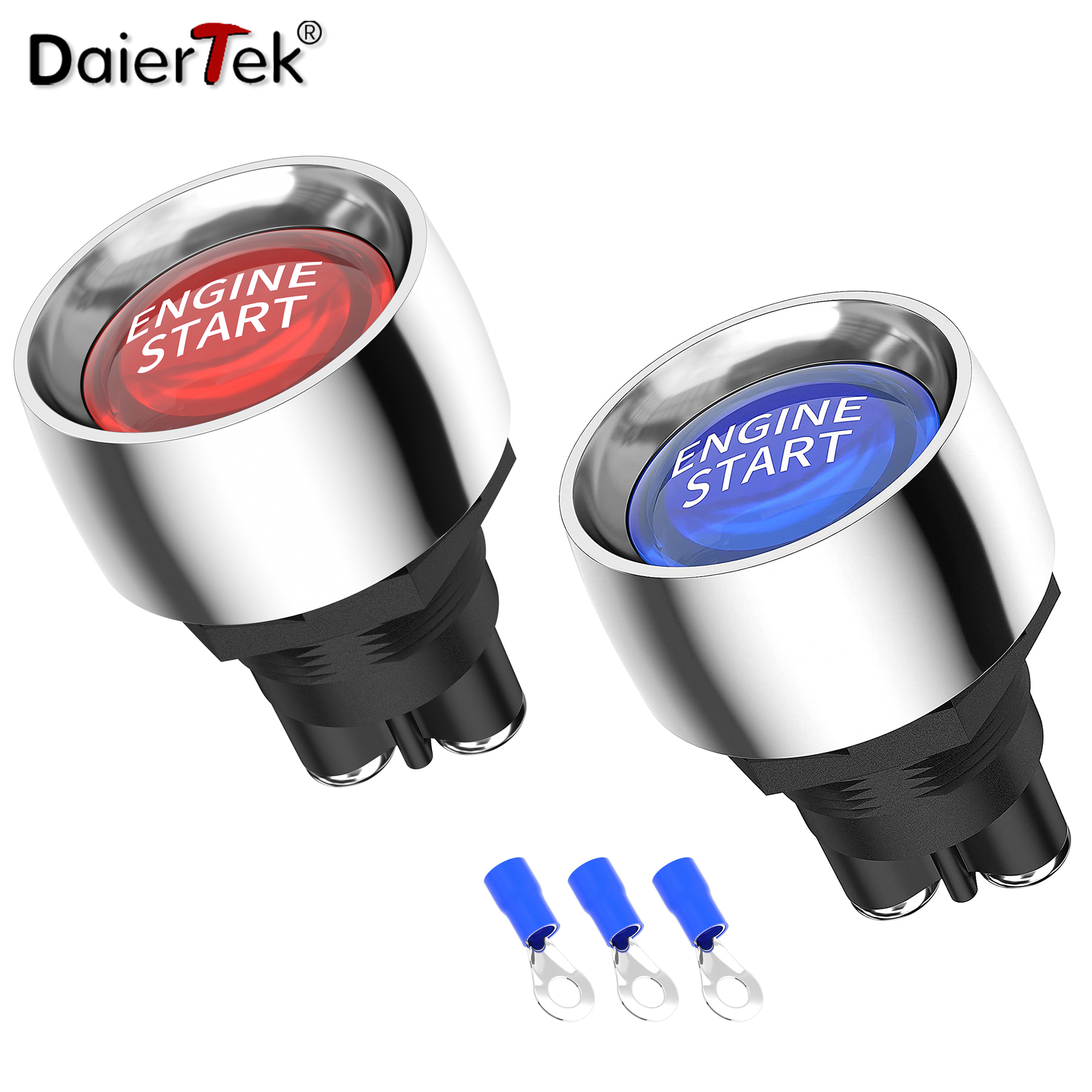 1PC Car Engine Start Ignition Switch 12V 50A 3 Pin SPST Momentary Keyless Push Button Starter Switches ON OFF For Cars Marine RV