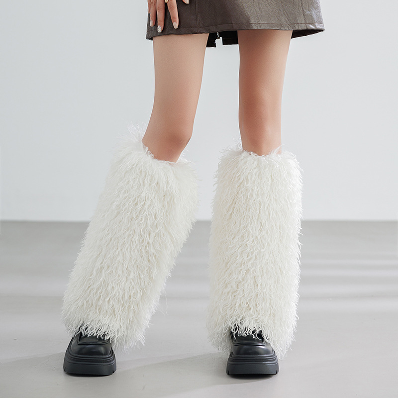 Boot Cover Women's Thickened Stockings Cover Jk Plush European and American Leggings Beach Plush Calf Socks Pile Pile Socks