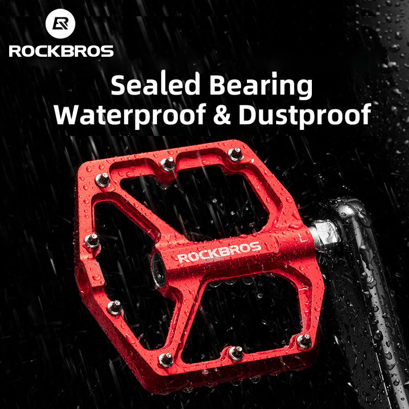ROCKBROS pédales de vélo ultralégères en alliage d'aluminium scellé DU roulement pédales anti-dérapant pointes pédales plates vtt accessoires de vélo de route