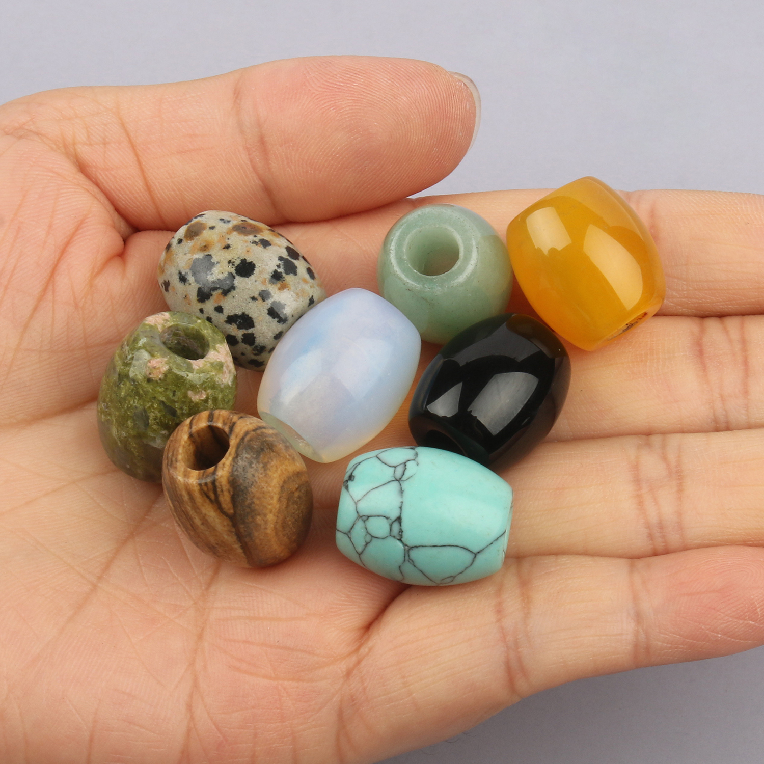 1 szt. Kamień naturalny turkusowe drewno Jasper opalowy 16x18mm duży otwór owalny kształt luźne koraliki do rzemiosła DIY biżuteria naszyjnik