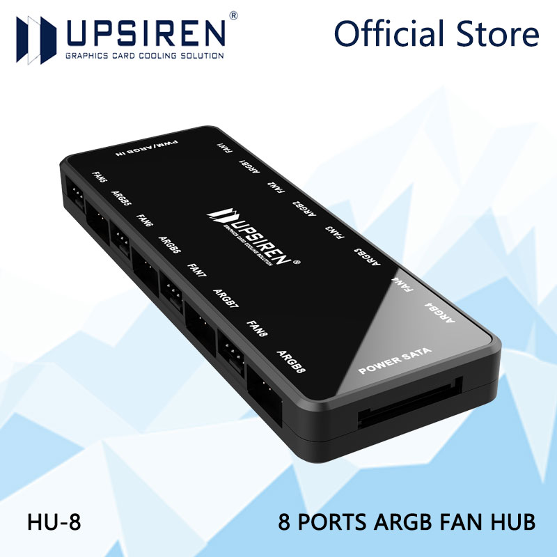 Hub Kipas Sasis UPSIREN HU-8, Mendukung Sinkronisasi Motherboard, 8 Set Antarmuka ARGB dan PWM, Desain Magnetik Bawah,