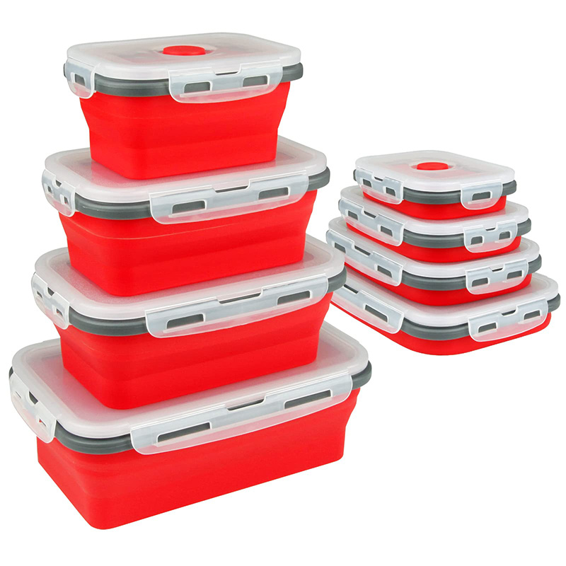 Recipientes de armazenamento de alimentos dobráveis Tigelas de silicone com tampas - perfeitos para preparadores de refeições, almoços, piqueniques, uso na cozinha e viajantes