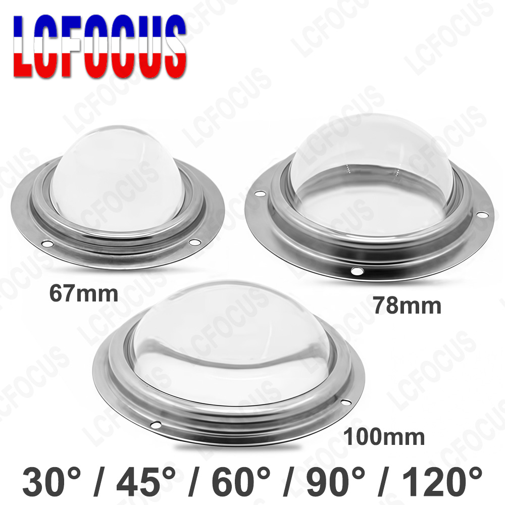 30 45 60 90 120 grados lente LED lente de vidrio óptico 67mm 78mm 100mm + Reflector + soporte fijo para 20W 30W 50W 100W COB LED Chip