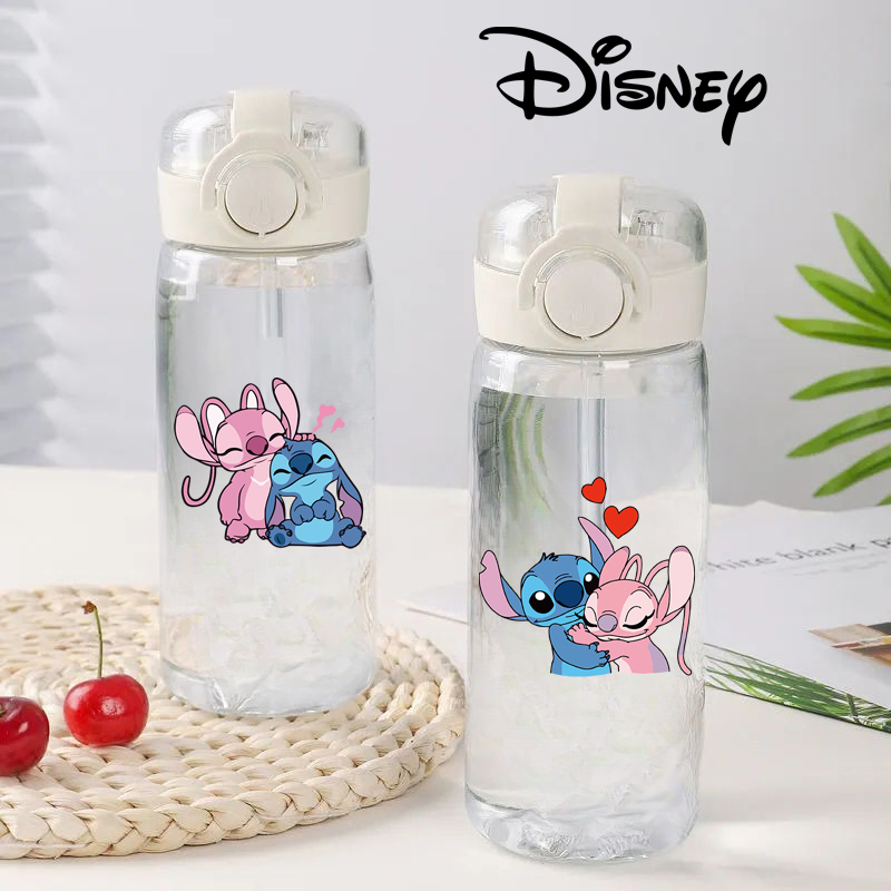 400 мл чашка для воды Disney Stitch, новинка 2024 года, дорожная летняя детская соломенная чашка с героями мультфильмов аниме, подарок на день рождения
