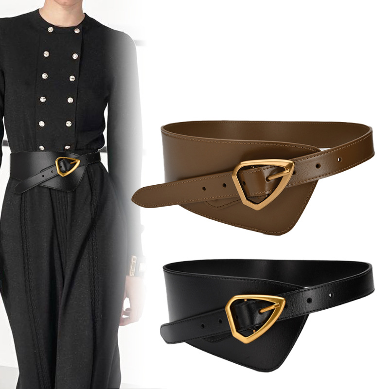 Heißer Verkauf Frauen Echtes Leder Bündchen Taille Dichtung Mode Metall Pin Schnallen Gürtel Strap Persönlichkeit Weibliche Breiten Weichen Gürtel