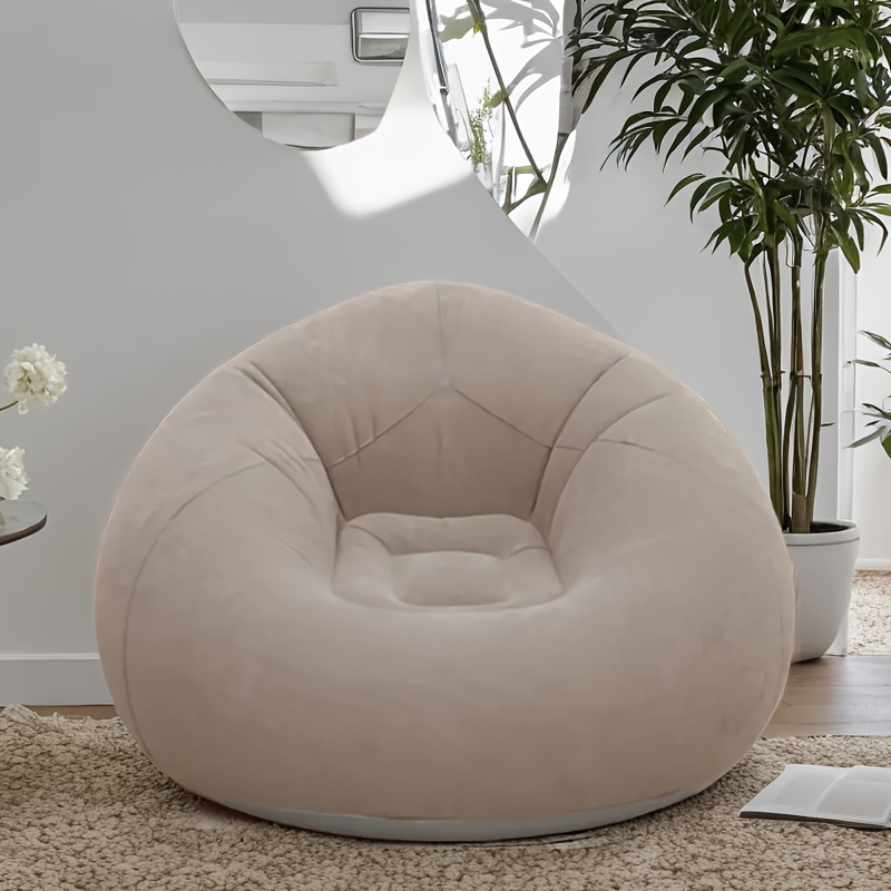 Sofá inflable flocado de PVC, cama de salón portátil para siesta en la oficina y acampar al aire libre, accesorios para fotos, configuración rápida de regalo