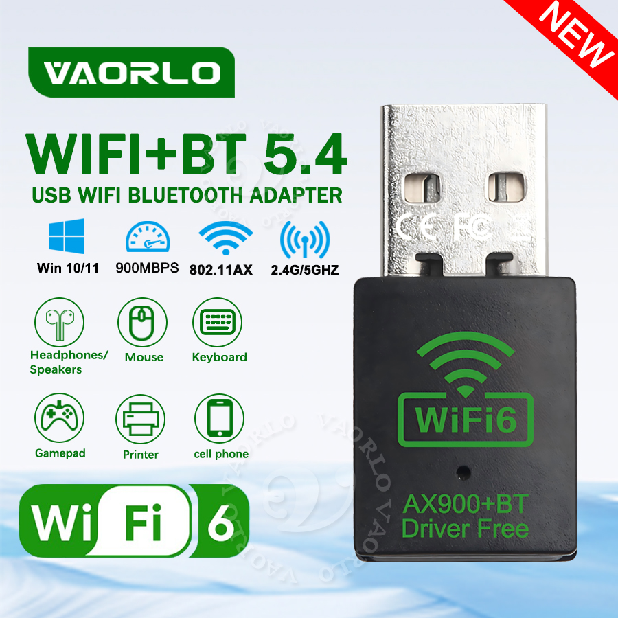 Adaptador USB WiFi Bluetooth de 900Mbps 2 en 1 Dongle Wi-Fi de doble banda 2,4G/5GHz receptor de tarjeta de red inalámbrica de alta velocidad PC portátil