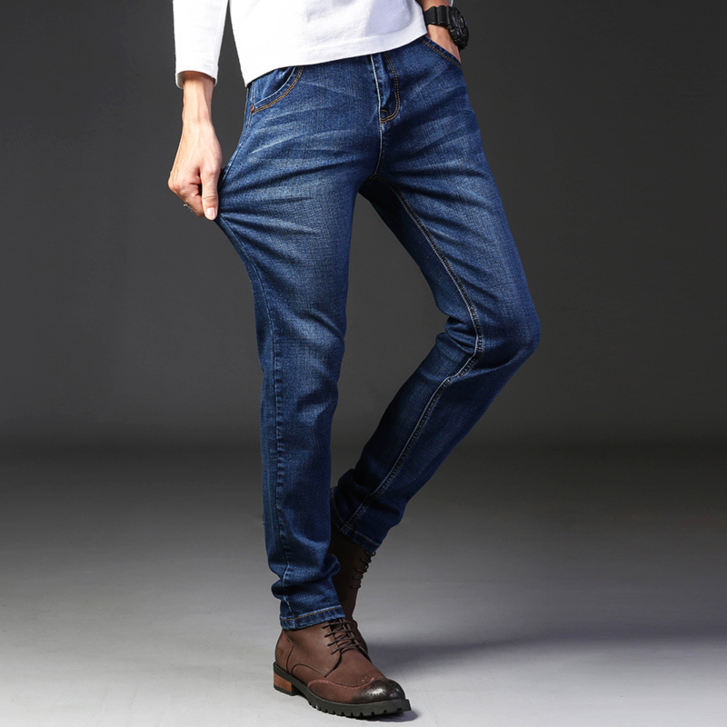 Herrenjeans, lässige Arbeitsjeanshose mit geradem Bein, elastisch, modisch, klassisch, blau und schwarz, Herren-Markenkleidung