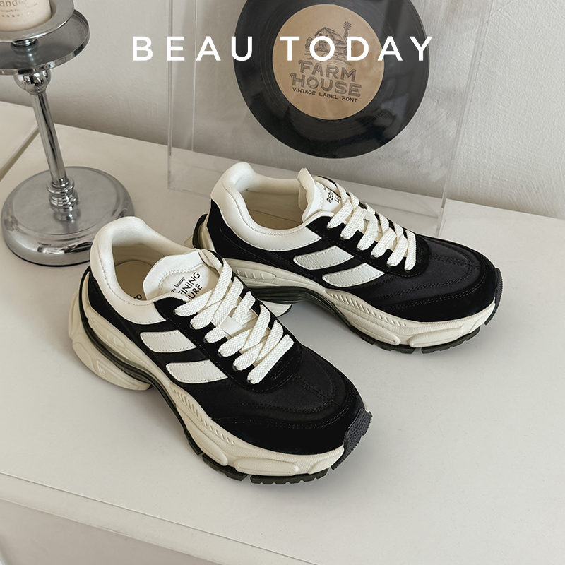 BEAUTODAY – baskets épaisses en tissu suédé pour femmes, chaussures de sport à bout rond, à lacets, en Patchwork, pour l'extérieur, faites à la main, RU29488