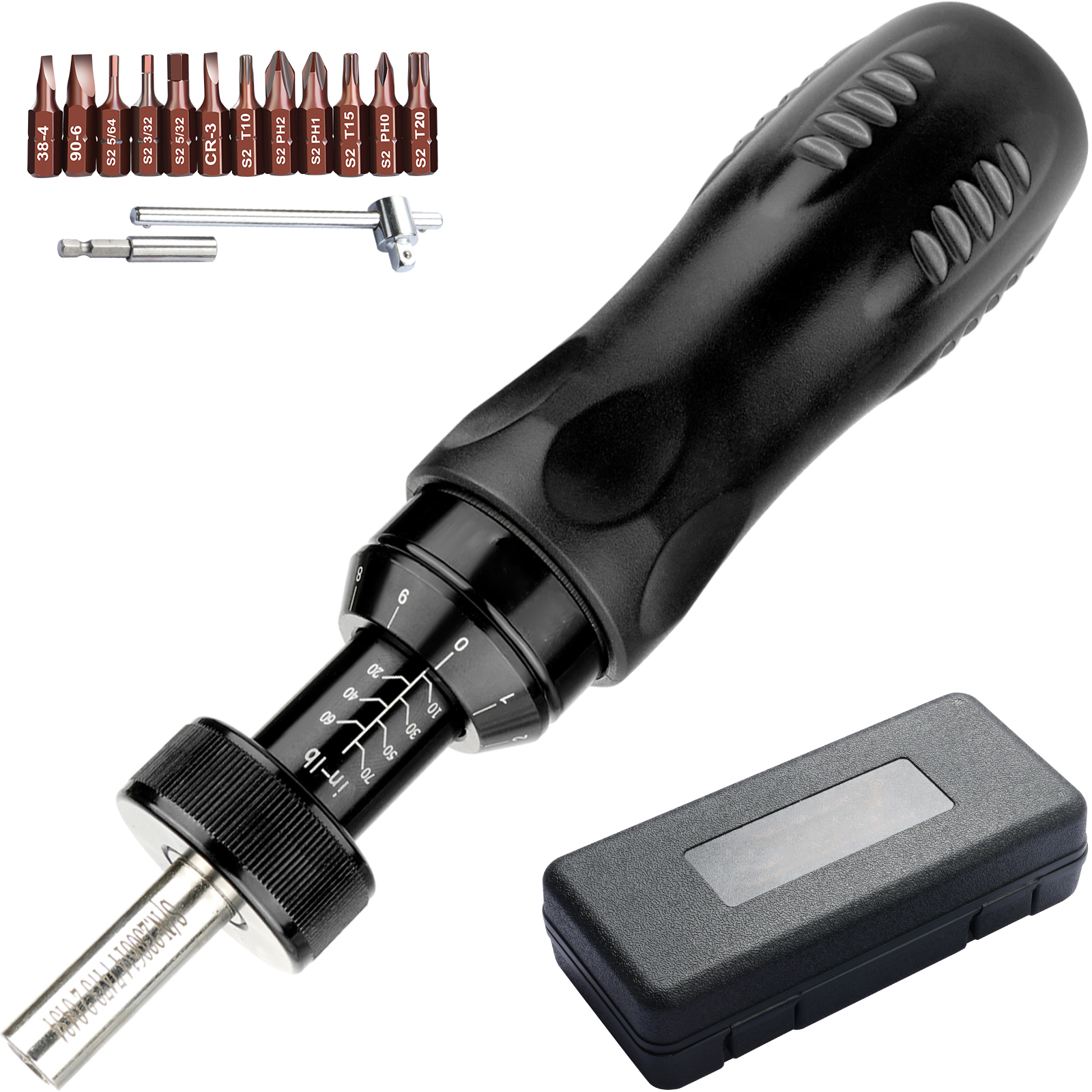 SucceBuy Destornillador de torsión de 1/4 ", destornillador de accionamiento, llave dinamométrica para electricista, destornillador de torsión con escala de 10-70 pulgadas/lbs de torsión