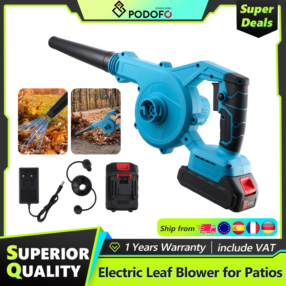 Souffleur d'air électrique sans fil 2 en 1 Podofo, aspirateur portatif pour feuilles et dépoussiéreur d'ordinateur, souffleur de feuilles pour patios et pelouses