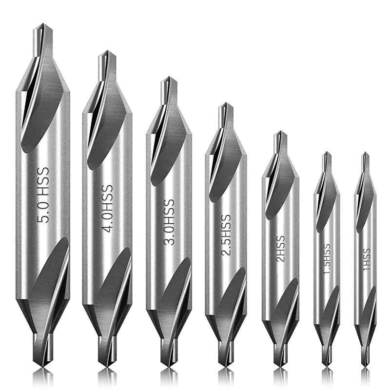 7 ชิ้น 1/1.5/2/2.5/3/4/5 Center Drill Bits ชุด, มุม 60 องศาเจาะศูนย์ Bits Kit Countersink เครื่องมือสําหรับเครื่องกลึงโลหะ