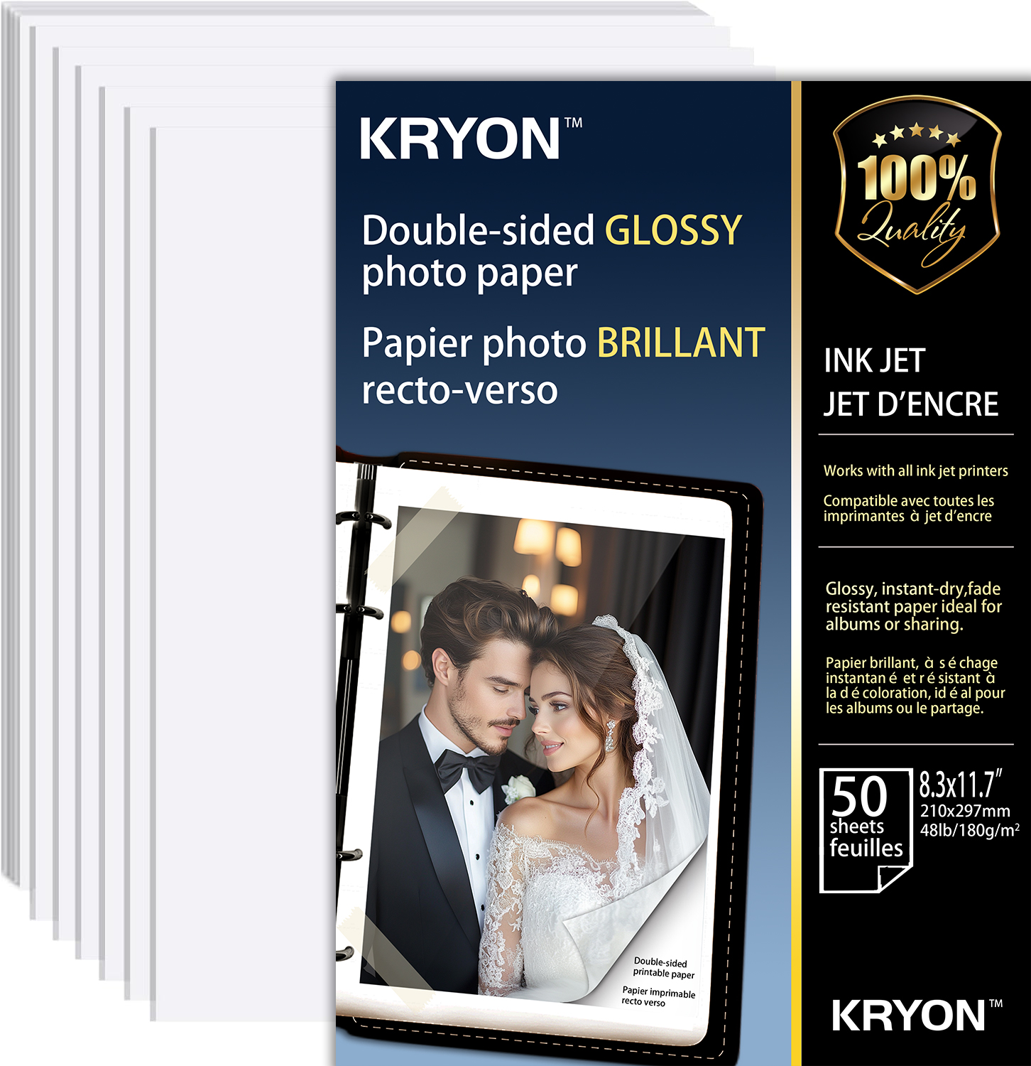 Papel Fotográfico Brillante de Doble Cara A4, 50 Hojas, Múltiples Opciones de Gramaje, Papel Profesional para Impresoras de Inyección de Tinta