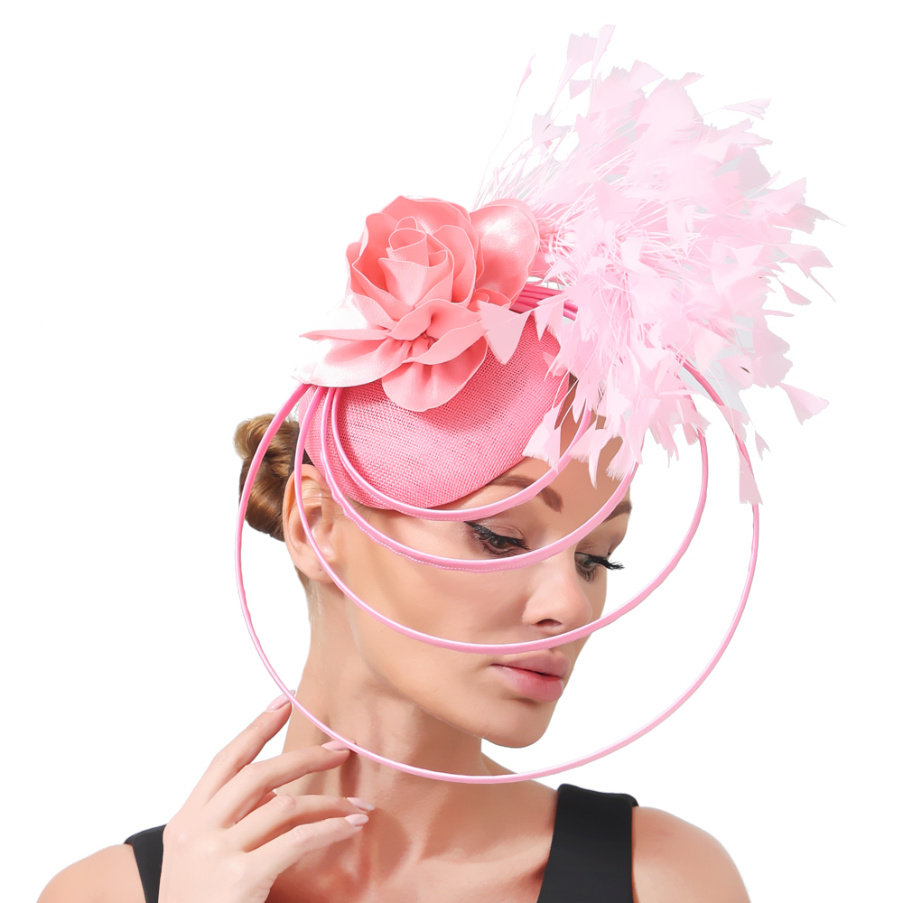 Sombreros de Fasinator para damas, gorros de boda Vintage para damas, accesorios para el cabello de cena de fiesta nupcial, decoración de flores, rosa de belleza
