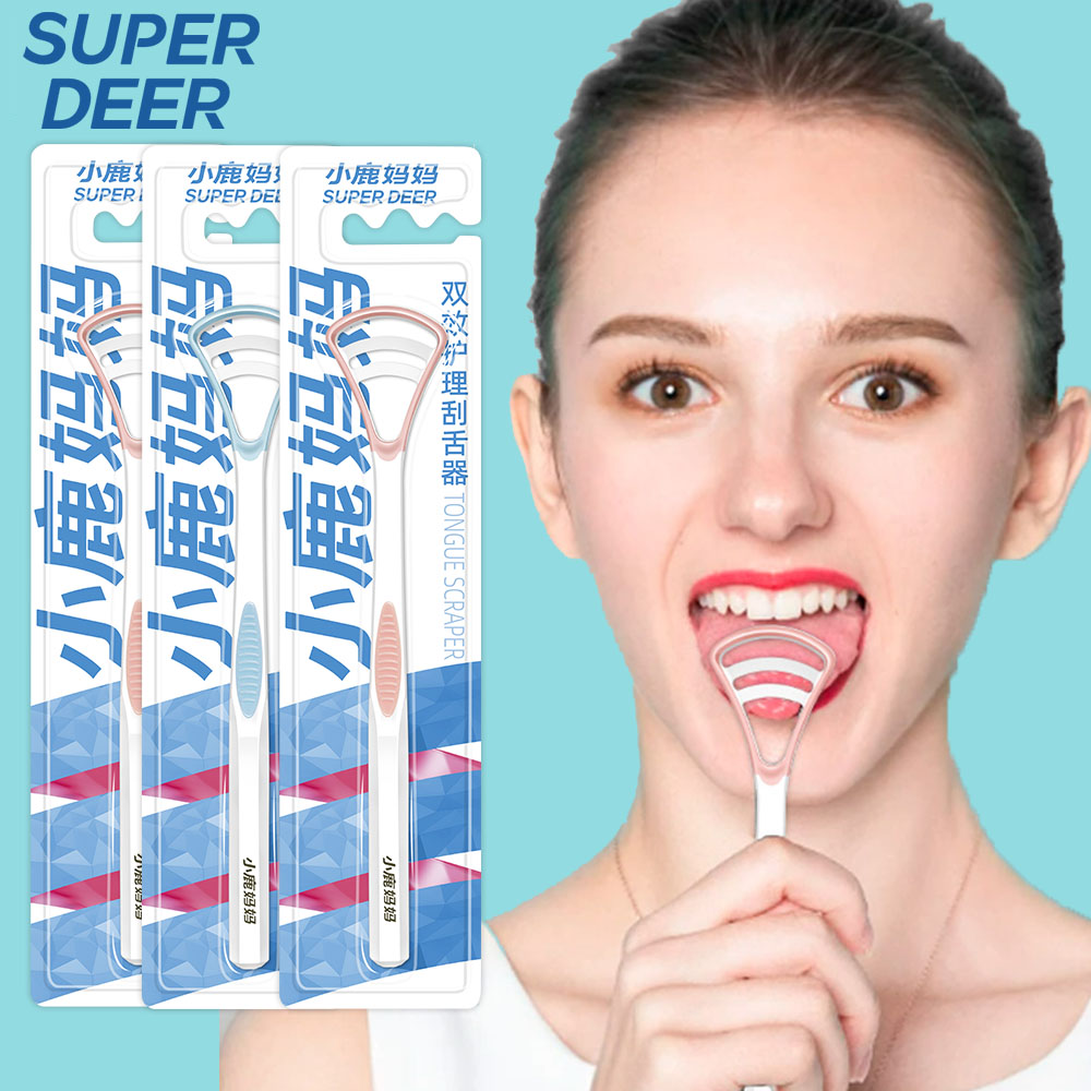 Rascador de lengua de silicona con mango ergonómico, cepillo de limpieza de lengua de aliento más fresco de doble cara, herramienta de higiene bucal, 1 Uds.