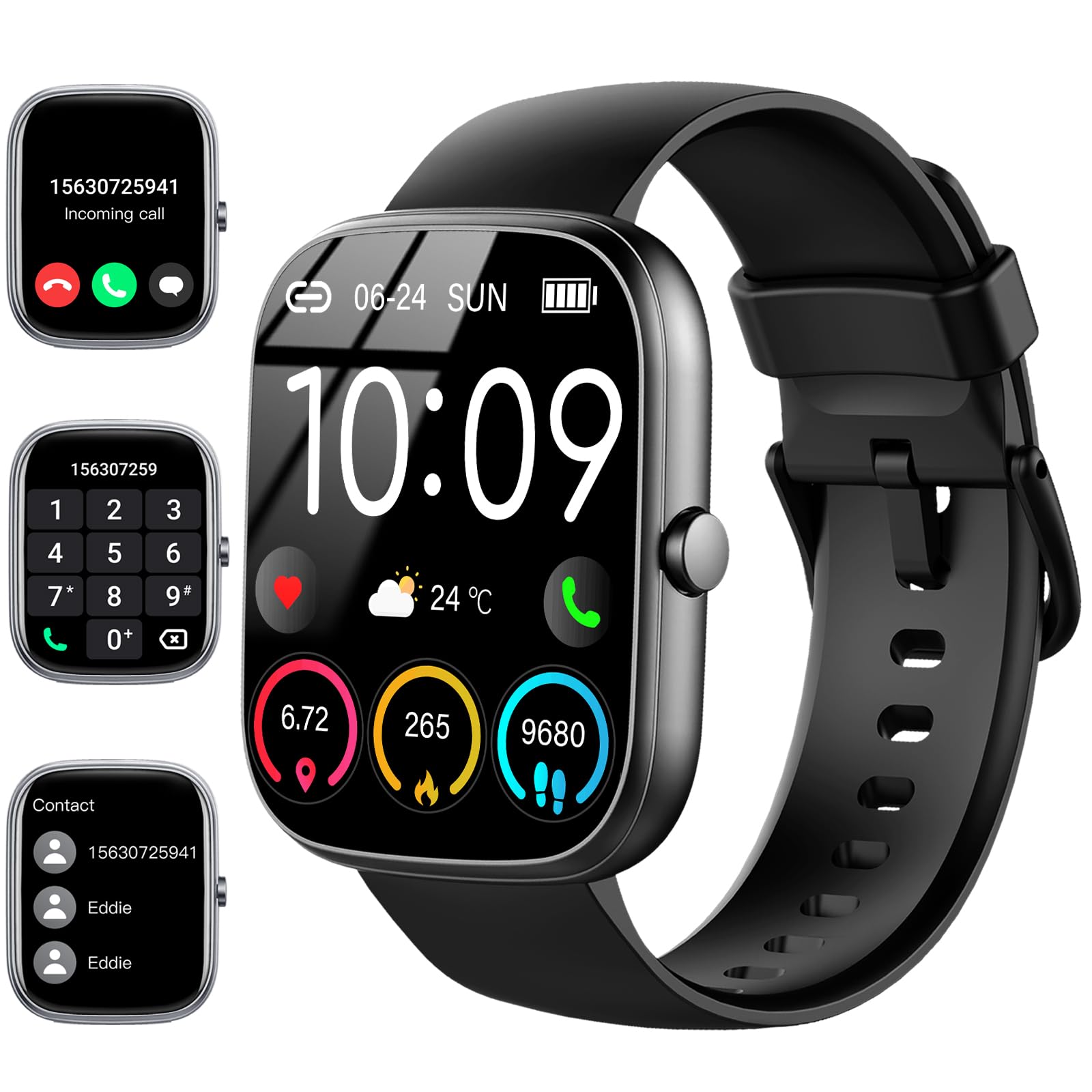Jam tangan pintar, jam tangan pintar 1.91 "(jawab/panggilan), pelacak kebugaran tahan air IP68, 110 + mode olahraga, monitor tidur dan detak jantung