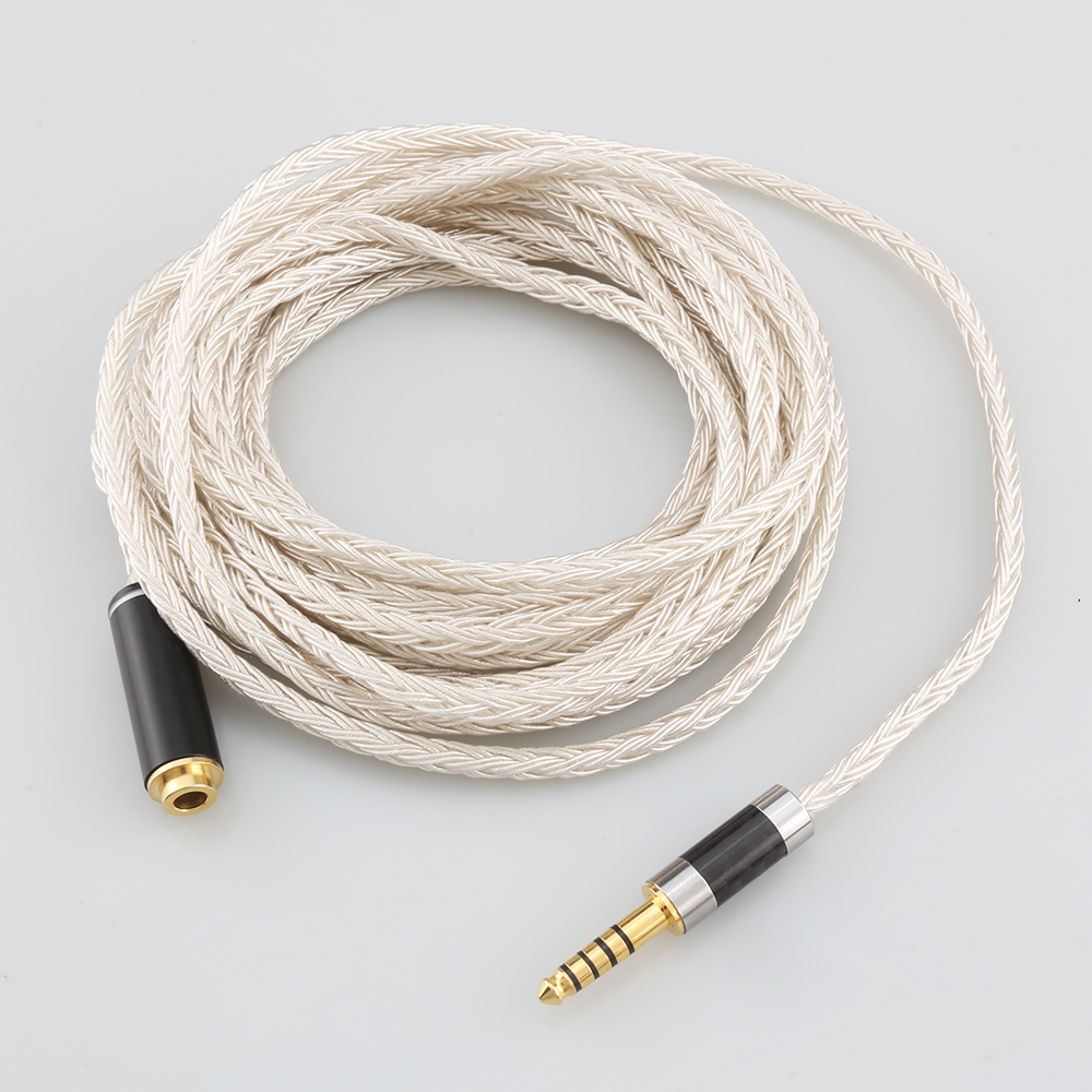 Câble d'extension 4.4 mm, 16 conducteurs OCC plaqué argent, cordon d'extension pour casque, mâle vers femelle, 2.5mm, 3.5mm, 6.5mm, XLR, 4.4mm
