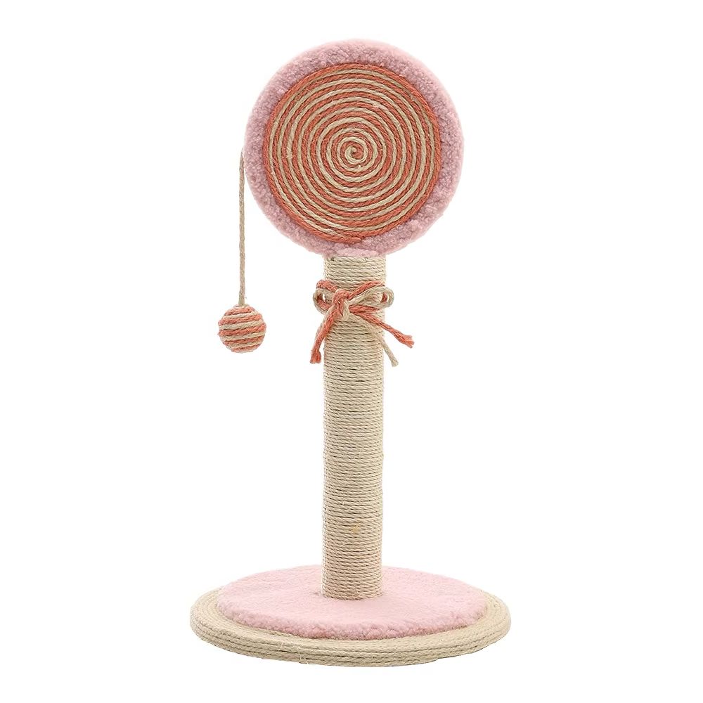 Postes rascadores para gato, piruletas rosas con bola colgante