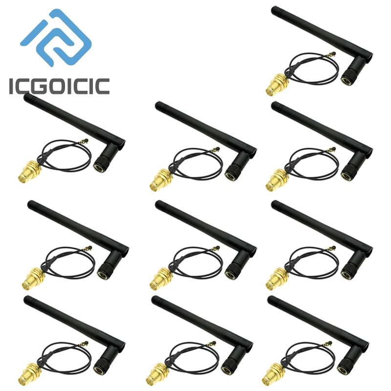 1-10 STKS 2.4 GHz 3dBi WiFi 2.4G Antenne Antenne, Mannelijke Draadloze Router + 17 cm PCI U.FL IPX naar SMA ESP8266 ESP32 Mannelijke Pigtail Kabel