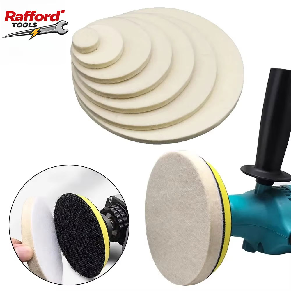 Rafford 75-180mm Wool Felt Polishing Pad for M10M14 Drill Angle Grinder Glass Stainless Steel Metal Scratch Repair Buffing Wheel