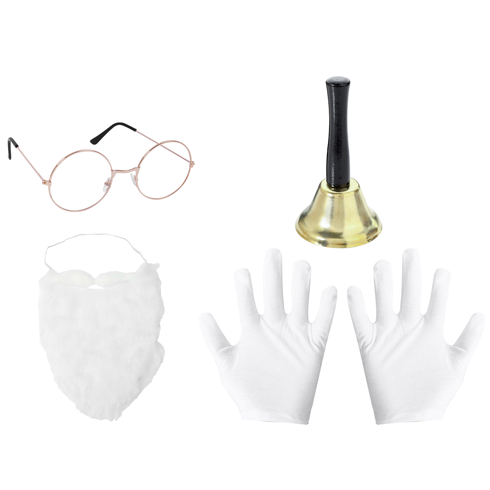 Adult Christmas Santa Claus Set Costumes Glasses White Color Gloves Fake Beard Ringing Bell Belt Party Performance Accessories