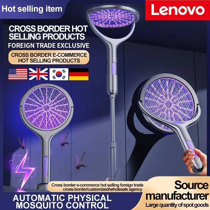 Lenovo 3-in-1 Foldable Retractable Electric Mosquito Swatter USB Rechargeable 90° Rotation Mosquito Repellent Killer 2026