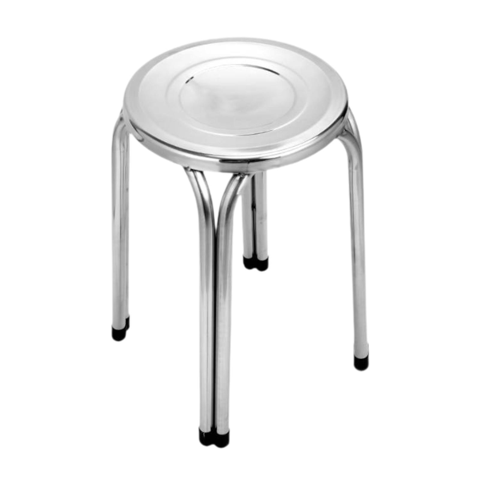 Banqueta Empilhável de Aço Inoxidável Antiderrapante Portátil Redonda de Metal para Casa, Sala de Estar, Sala de Aula, Uso Interno e Externo, Escritório