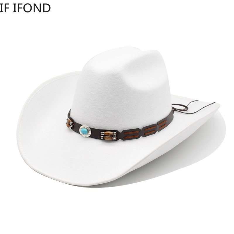 Chapeaux de Cowboy Western en Laine Artificielle pour Homme et Femme, Vintage, à Large Bord, Fedoras en Feutre, Gentleman Jazz, Dame, Casquette Habillée
