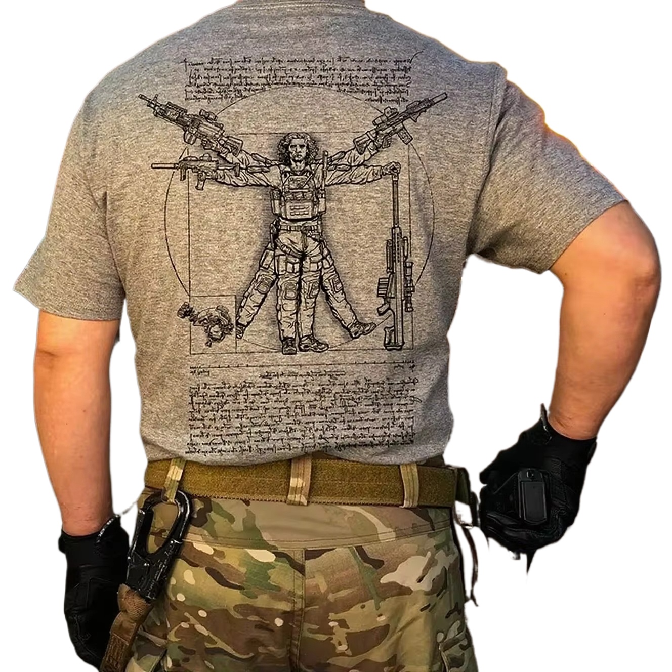 Nuova T-shirt Uomo 2026 Girocollo in Tessuto Pesante a Maniche Corte con Base Rinforzata, Stile Militare, Ispirata a Da Vinci e L'Uomo di Vitruviano
