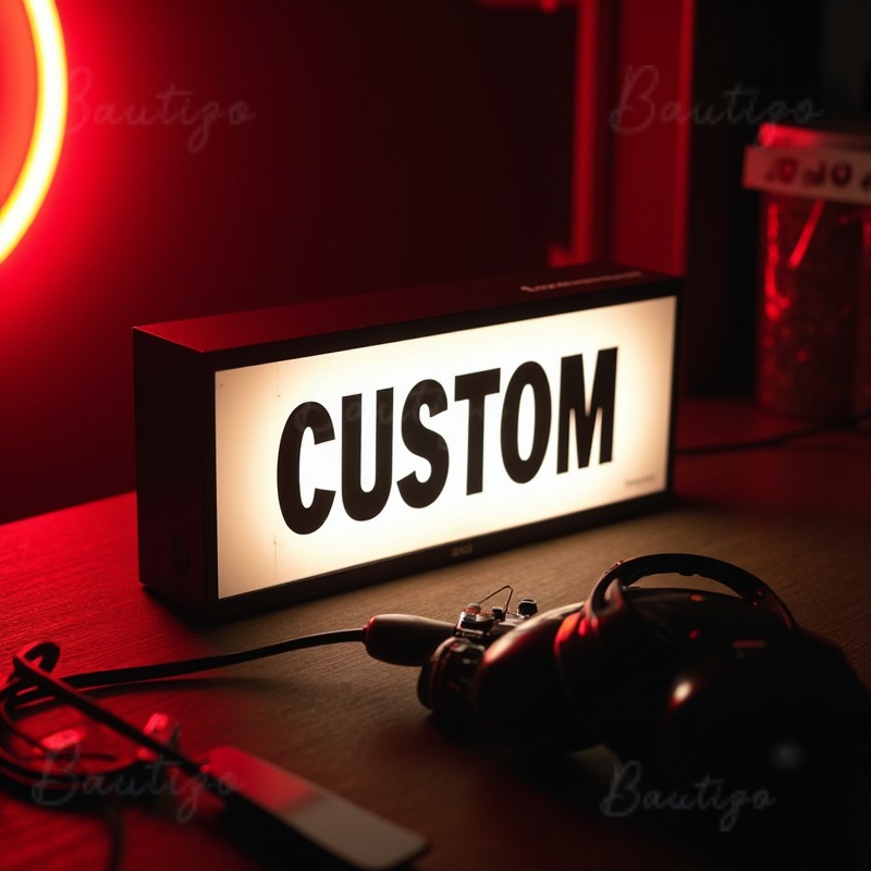 Boîte à lumière LED en acrylique personnalisée, signe de décoration de nuit, décoration intérieure, petite Table et applique murale, signe de salle de signalisation