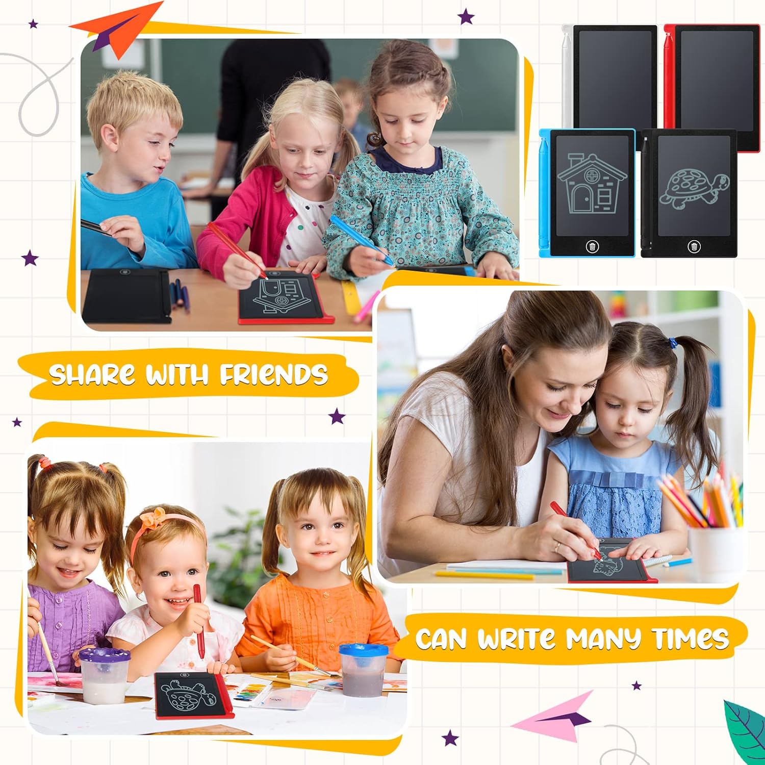 Mini LCD Writing Tablet for Kids Electronic Doodle Board Bulk Erasable Drawing Tablet Reusable Writing Pad for Girls Boys Party Favor Goodie Bag Classroom Gifts