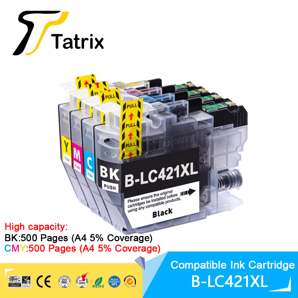 Tatrix High capacity LC421XL LC421 421XL Compatible Ink Cartridge For Brother DCP-J1050DW MFC-J1010DW  DCP-J1140DW printer