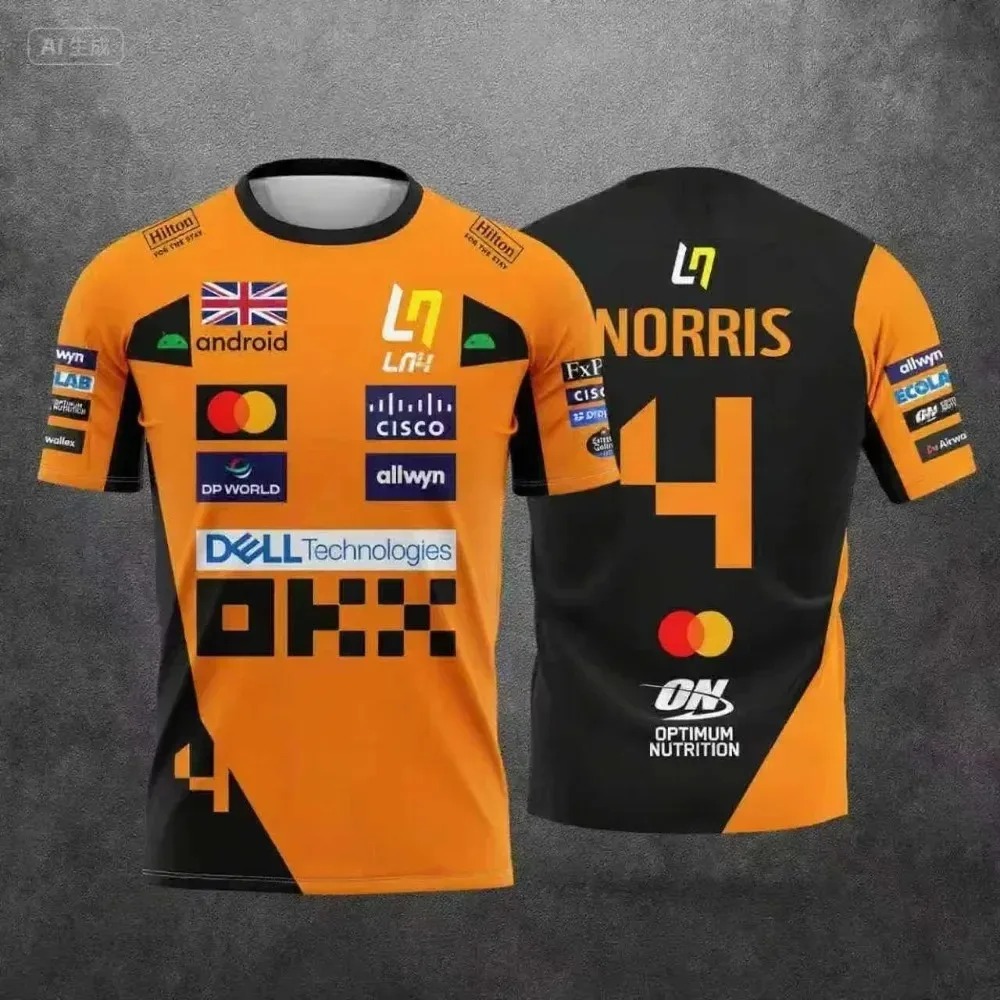 Camiseta Estilo Macacão de Corrida McLaren Lando Norris Nº 4/81 2026 Masculina de Secagem Rápida Respirável Design Clássico F1 para Fãs, Ideal para Uso Diário ao Ar Livre