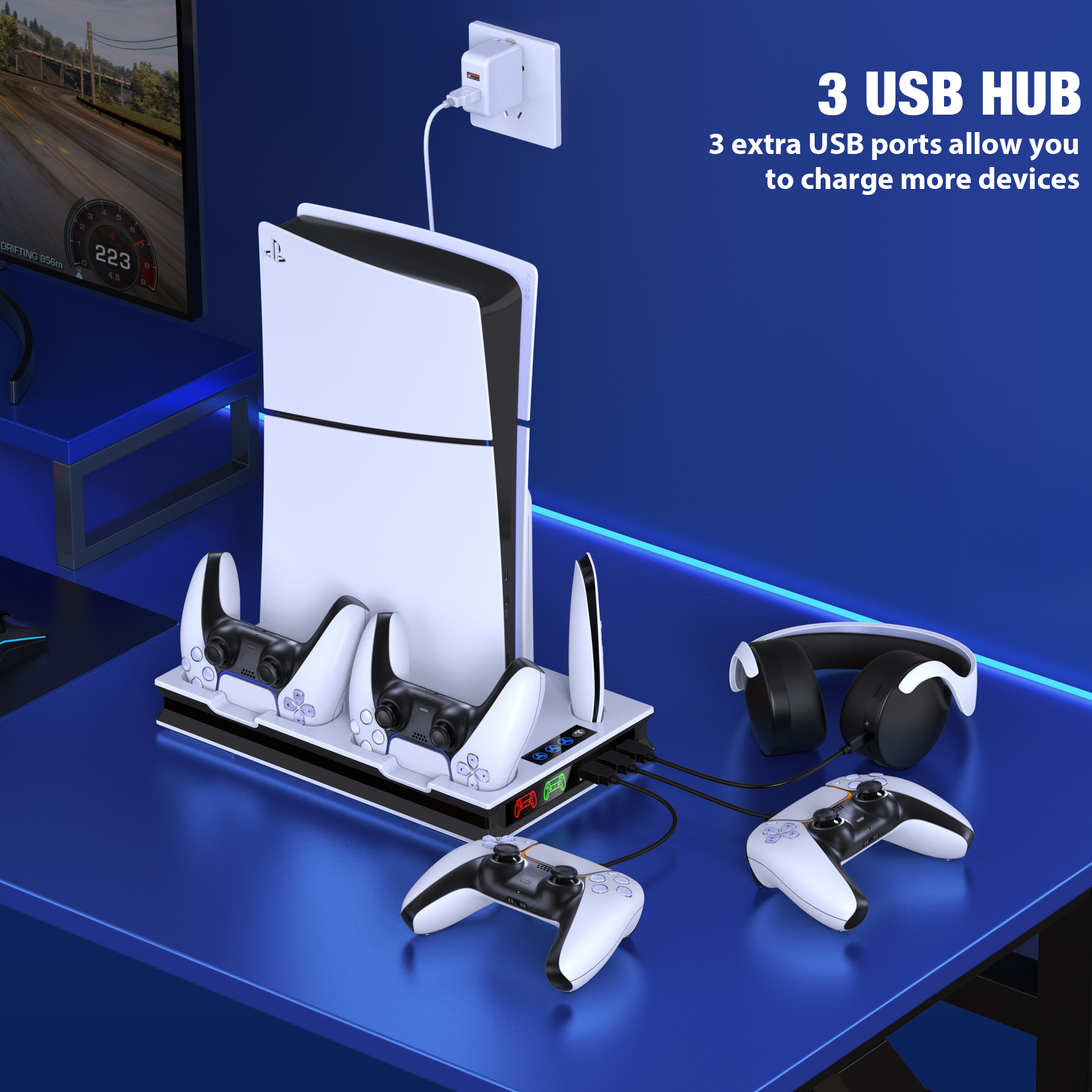 Base de carga para controlador, soporte de refrigeración Vertical para ps5 Slim, PS5, estación de carga rápida para SONY Playstation 5, Gamepad