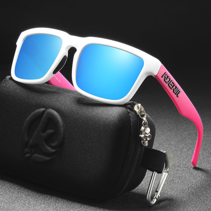 Okulary przeciwsłoneczne polaryzacyjne 2026 Kdeam Original Brand Design dla kobiet/mężczyzn, biała oprawka, różowe zauszniki, modne, unisex, trendy, okulary do użytku na zewnątrz.