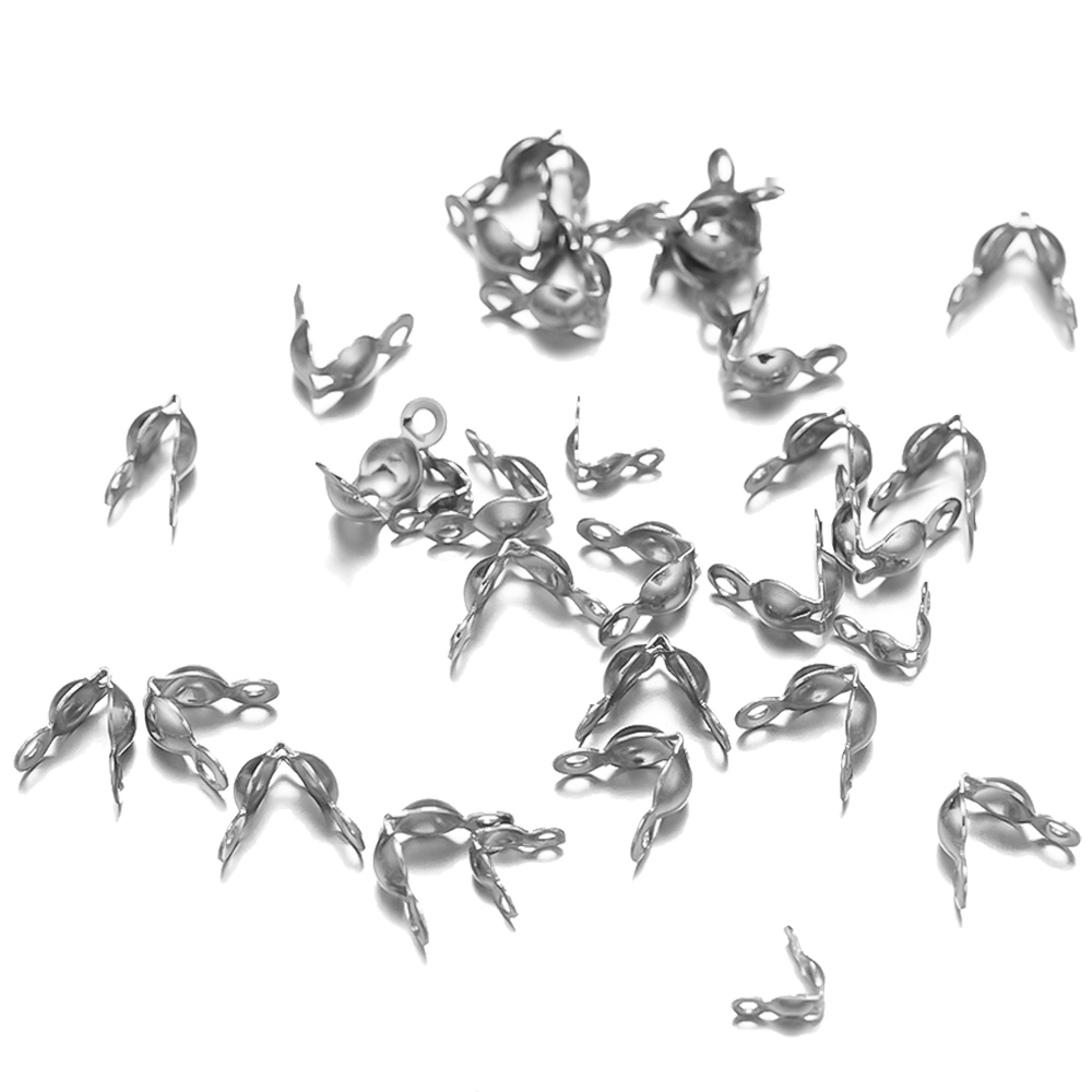 Perles à sertir en acier inoxydable, 500 pièces, extrémités de Calotte, couvre-nœuds, embouts ouverts pour bracelet à bricoler soi-même, fabrication de bijoux artisanaux, ne se décolore pas