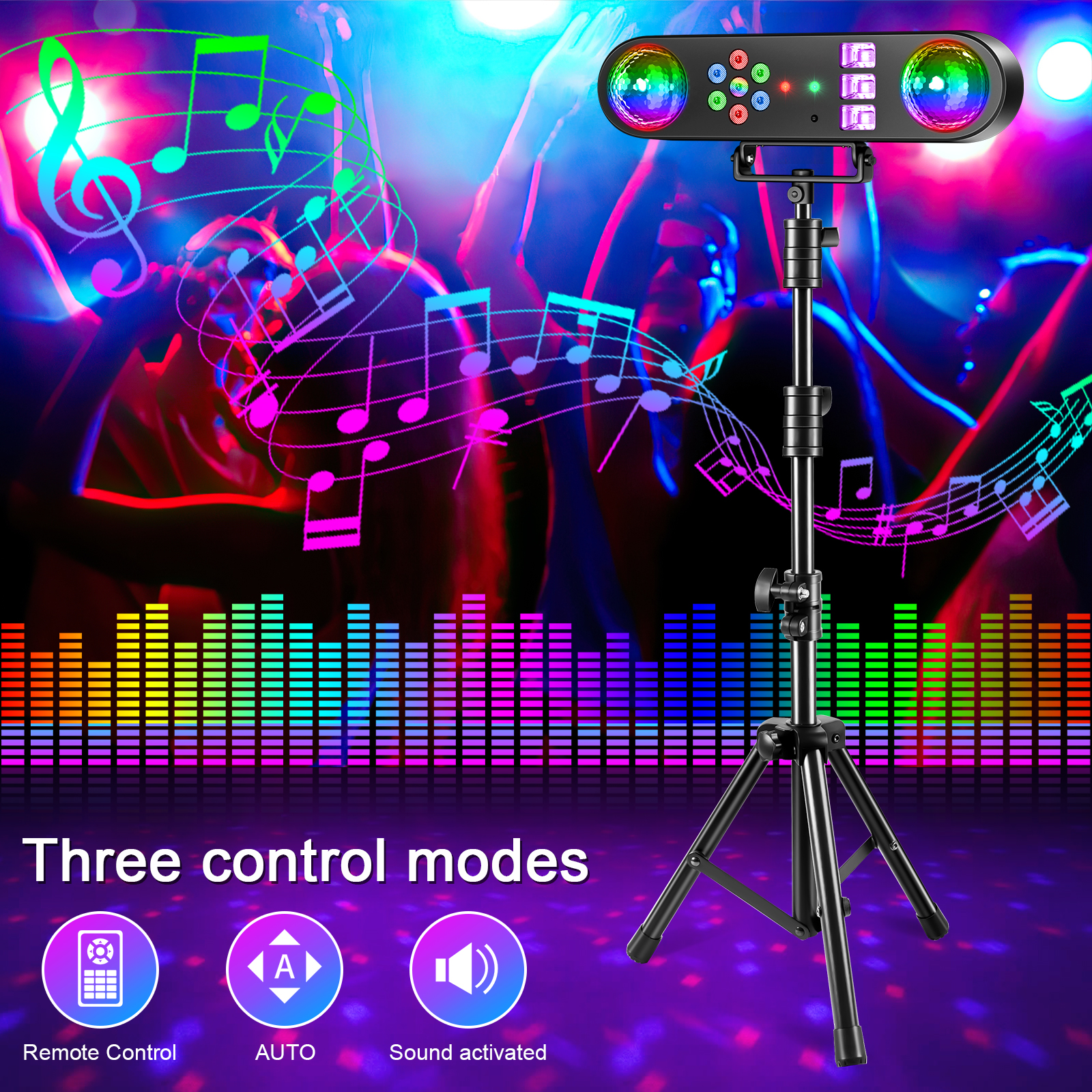 U'King Mini 5IN1 support effet lumière télécommande Mobile scène lumière contrôle du son stroboscopique boule magique lumière pour DJ spectacle fête