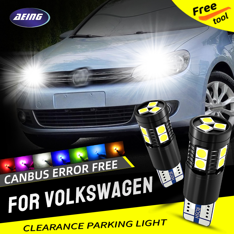 2 × T10 W5W LED Clearance ที่จอดรถหลอดไฟไม่มีข้อผิดพลาดสําหรับ Volkswagen VW Amarok Bora แคดดี้ 3/4 EOS FOX Golf 4/5/6 Plus Jetta 3/4