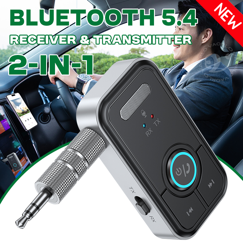 Ulepszony samochodowy adapter audio AUX Bluetooth 5.4 HiFi Stereo Music Bezprzewodowy odbiornik nadajnika 3,5 mm z mikrofonem do zestawu samochodowego