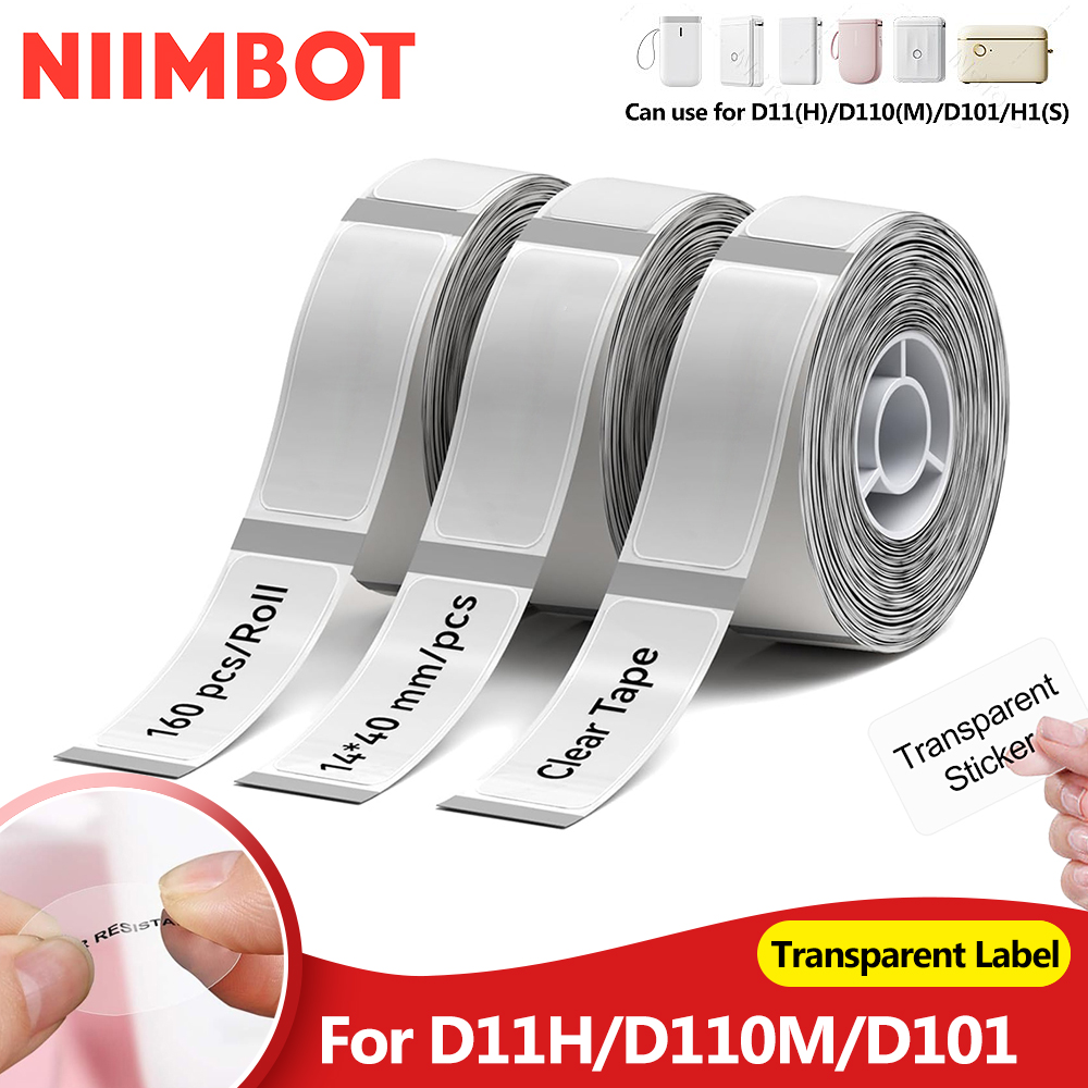 Niimbot D11 D110 D11H D110M D101 Stiker Printer Label Kertas Resmi untuk Pengganti NiiMBOT Kertas Tahan Air Bening Transparan
