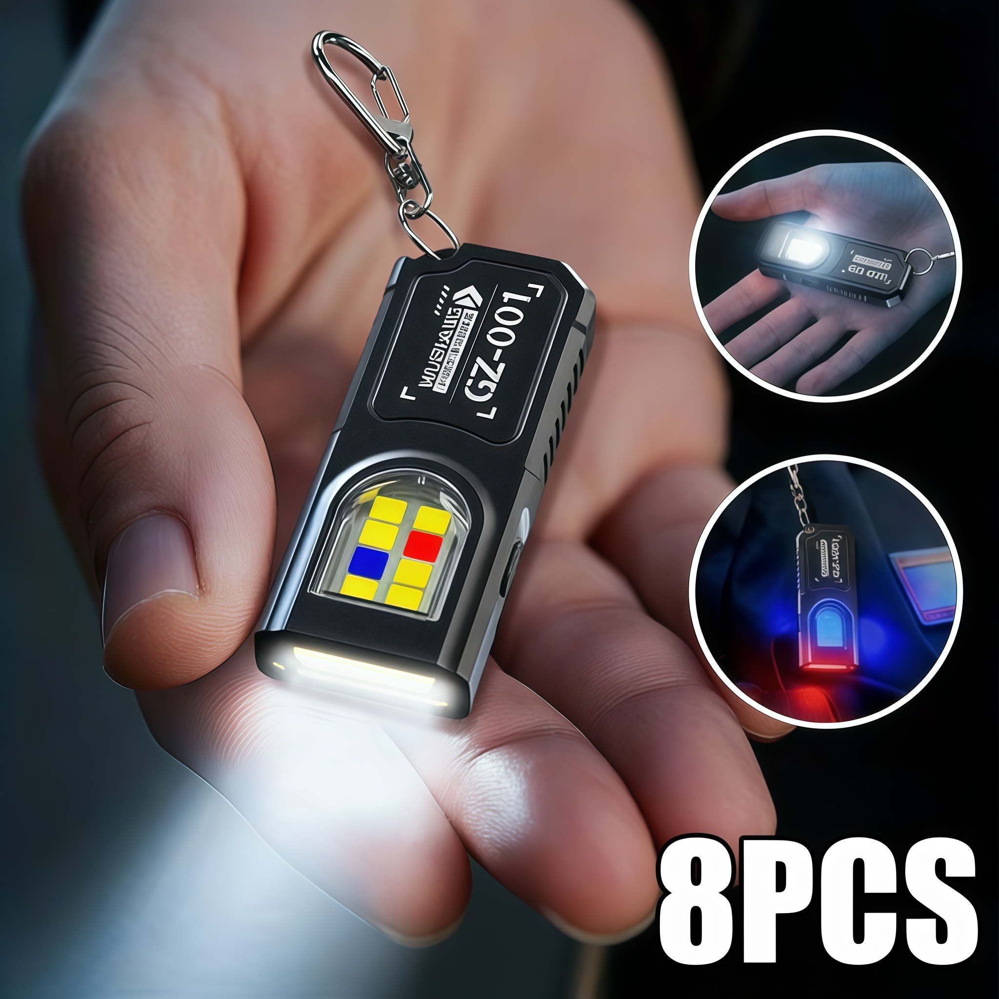 強力なミニCOB LEDキーホルダー懐中電灯、USB C充電式、吊り下げ式作業灯、防水キーリング、キャンプ、ウォーキング、ポケットランプ