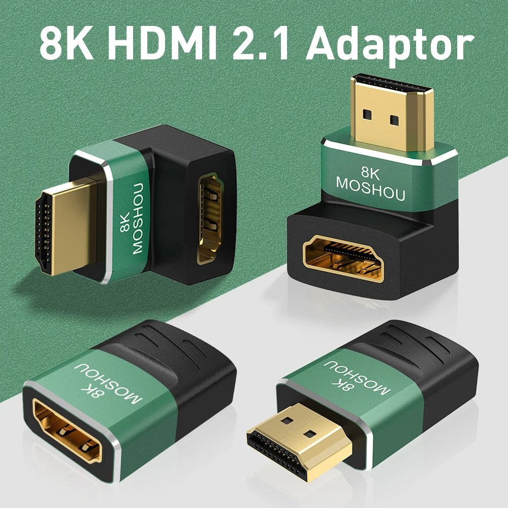 MOSHOU 8K HDMI 2.1 Kabeladapter Stecker auf Buchse Kabelkonverter für HDTV PS5 Laptop 90 270 Grad rechtwinklig 4K HDMI Extender