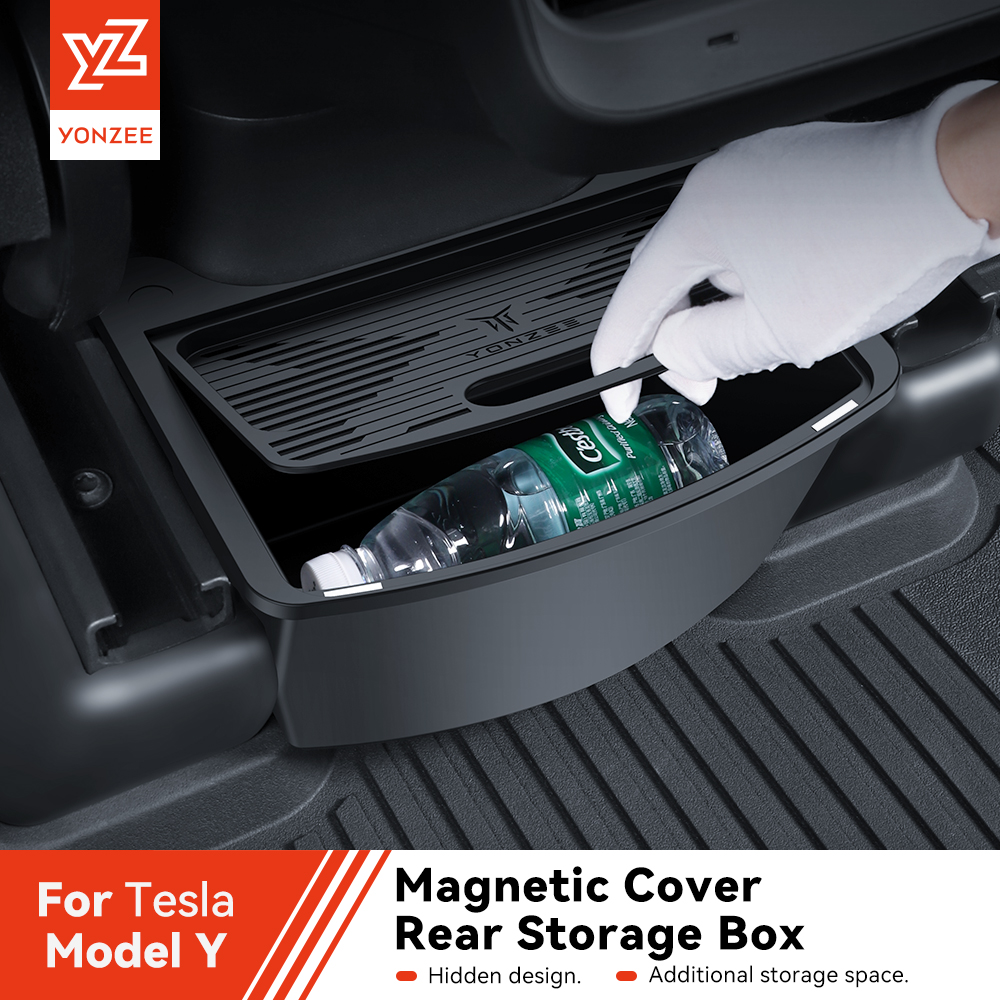 YZ pour Tesla modèle Y Juniper 2021-2025 aspiration magnétique rangée arrière boîte de rangement intermédiaire pour Tesla boîte de rangement accessoires de voiture