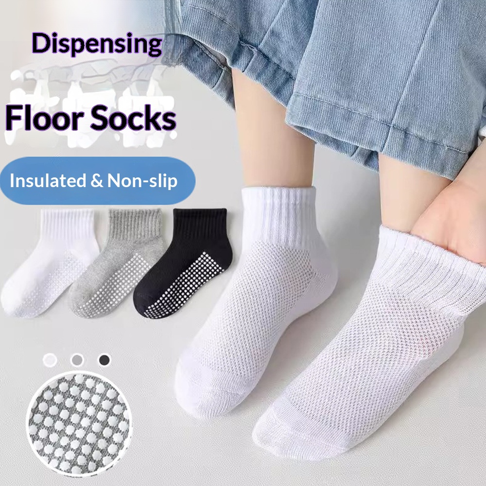 10pairs of solid color children's socks, boys' mesh adhesive style, spring and summer sweat absorbing classic black and white gr