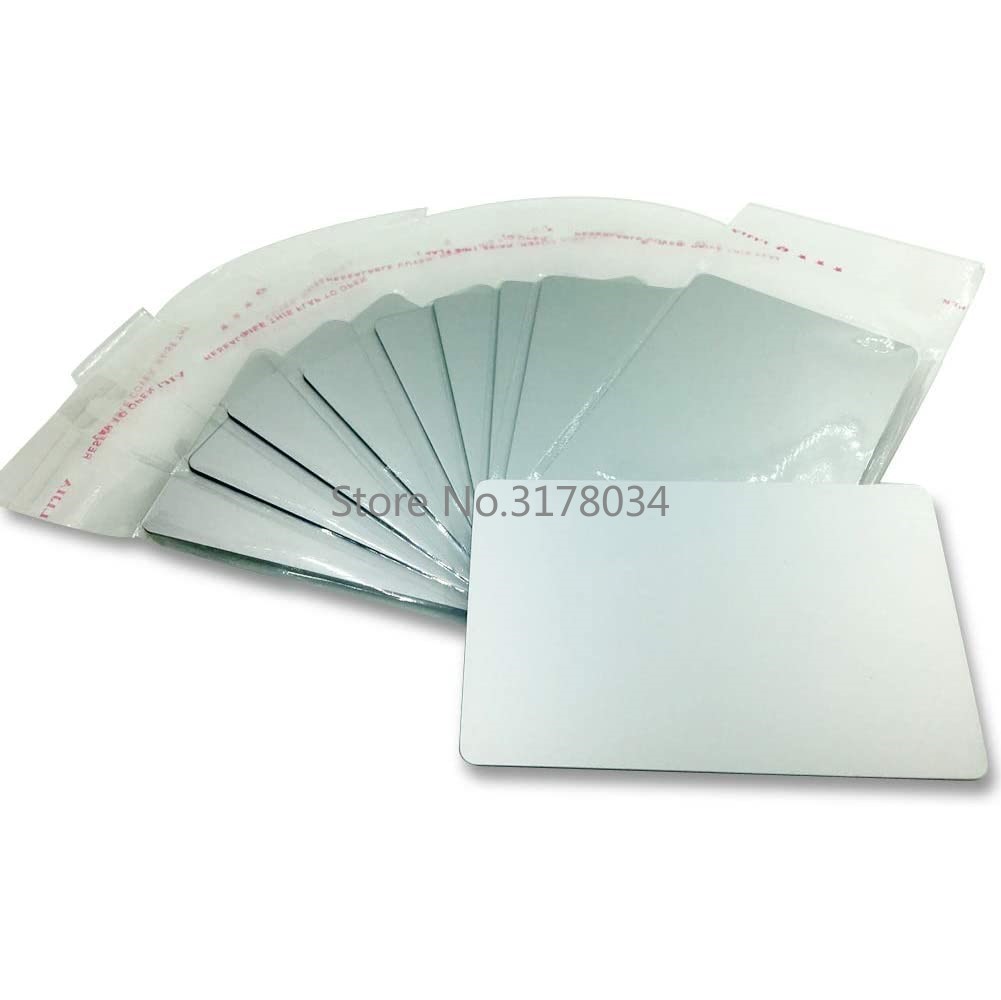 10 unids/pack 304 tarjetas de visita de Metal plateado de 0,8mm de espesor de acero inoxidable tarjeta en blanco para el cliente grabado láser tarjetas de regalo DIY