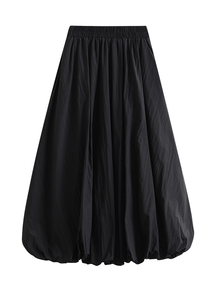 CHRONSTYLE แฟชั่นผู้หญิงกระโปรงยาว Elegant Elastic High เอว A-Line กระโปรง Ruched หลวมสบายๆจีบกระโปรง 2024 ใหม่