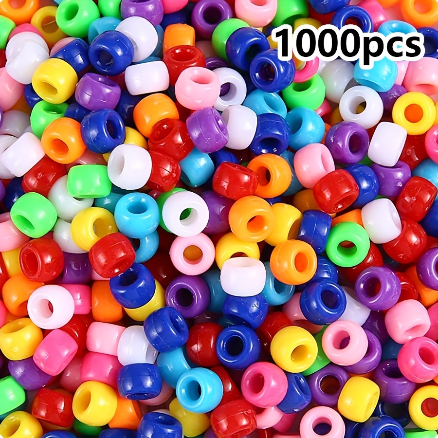 1000 Uds. Cuentas de poni con agujero grande multicolor para manualidades, trenzas y pulseras para el cabello, cuentas de plástico duraderas para una creatividad infinita