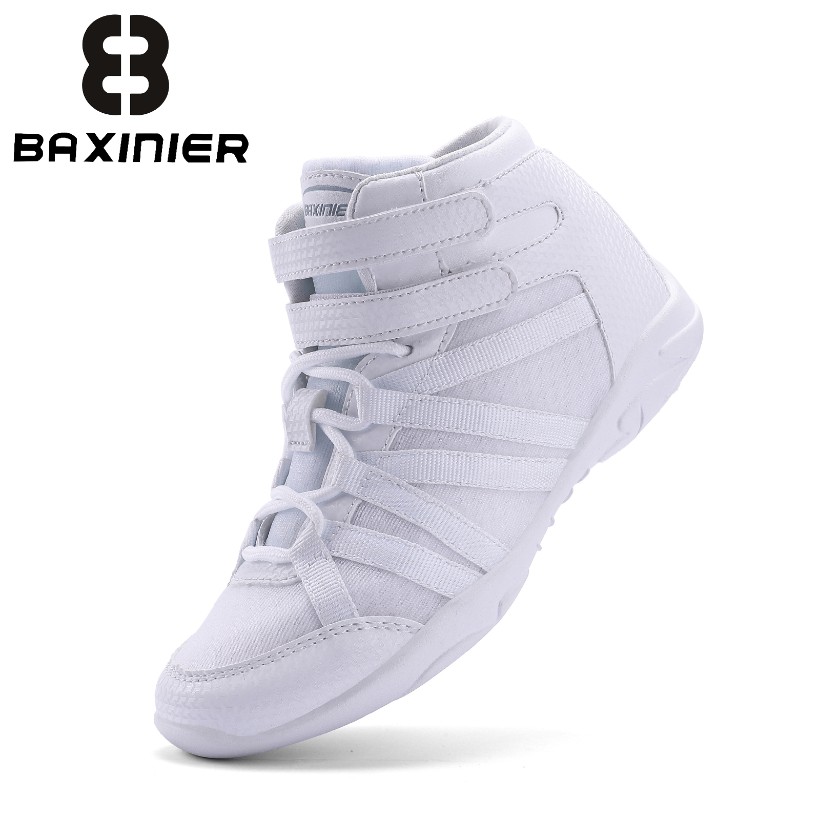 BAXINIER Białe Trampki Cheerleadingowe Dziewczęce Wysokie Lekkie Młodzieżowe Buty do Tańca na Zawody Treningowe dla Dzieci