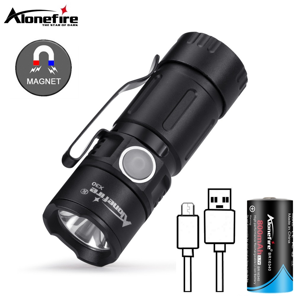 Портативный мини-фонарик X30 5W LED с магнитом, USB-зарядкой, для улицы, для детей, женщин, для рюкзака, карманный фонарь, лампа, аккумулятор 16340